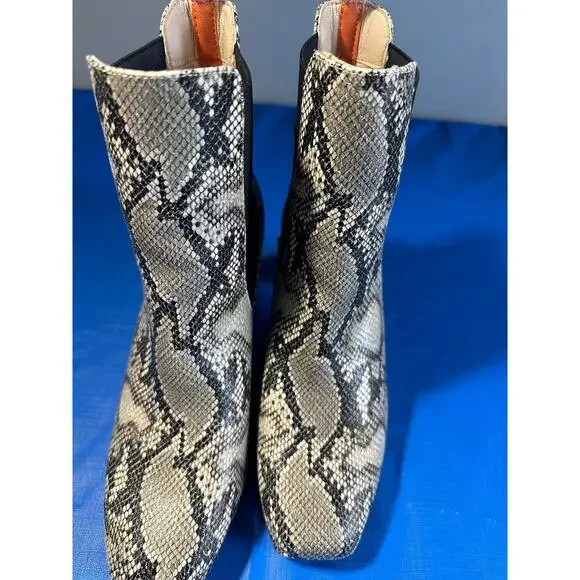 French Connection Penny Chelsea Boots – Snake Print Truffle Leather – Size 10 - Picture 7 of 8